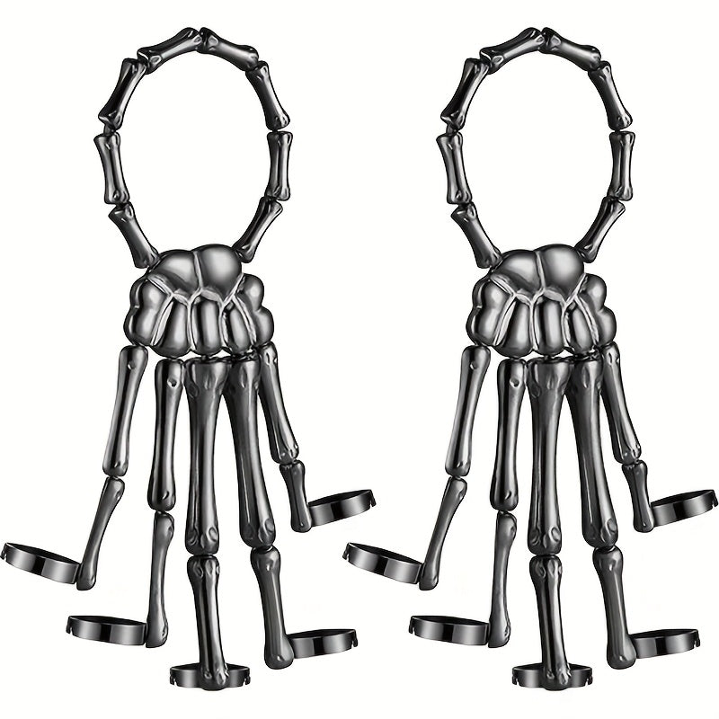 Bir dona zamonaviy punk qafas suyakli qo'l barmoqi moslashuvchan besh barmoqli cho'ziladigan uzuk bilaguzuk, zanjir bilan, gotik va punk uslublarini ifodalaydi.