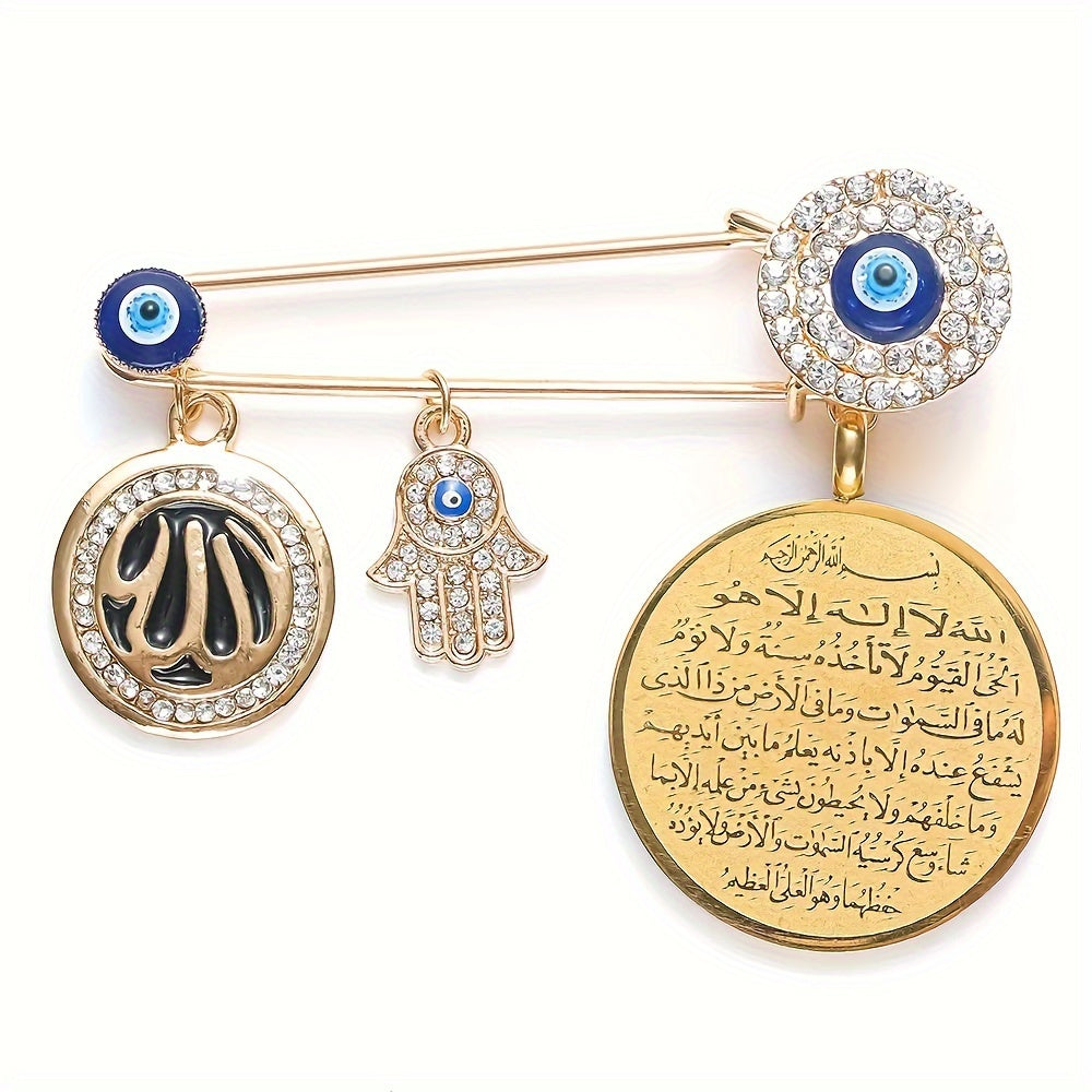 Broche de ojo turco con diseño de mano de Fatima para hombres musulmanes, regalo de joyería