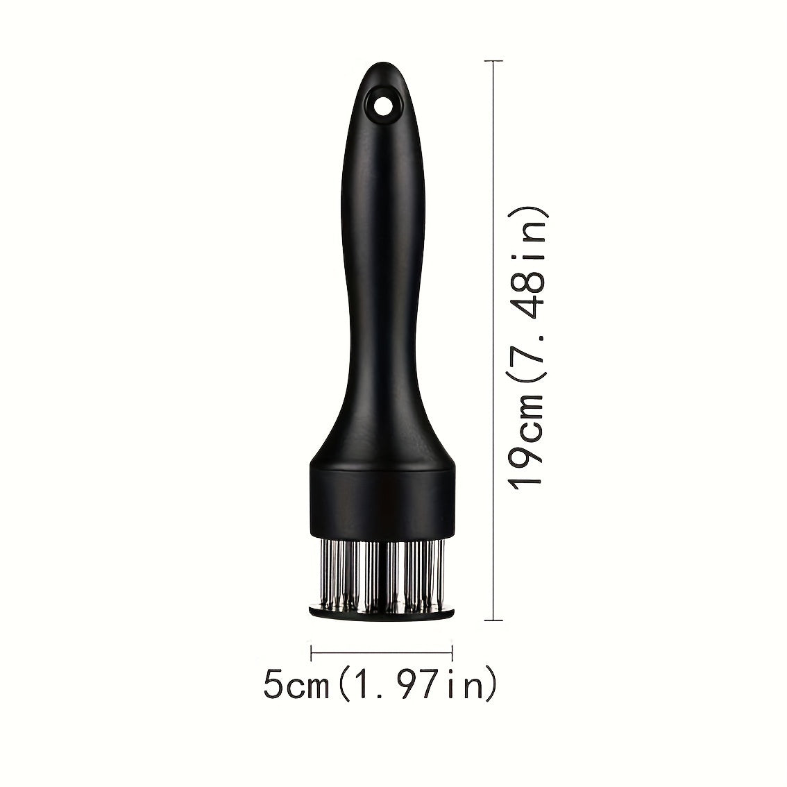 Zanglamaydigan po'latdan yasalgan go'sht yumshatgich asbob, nozik ignalar bilan, tovuq, mol va cho'chqa go'shti uchun