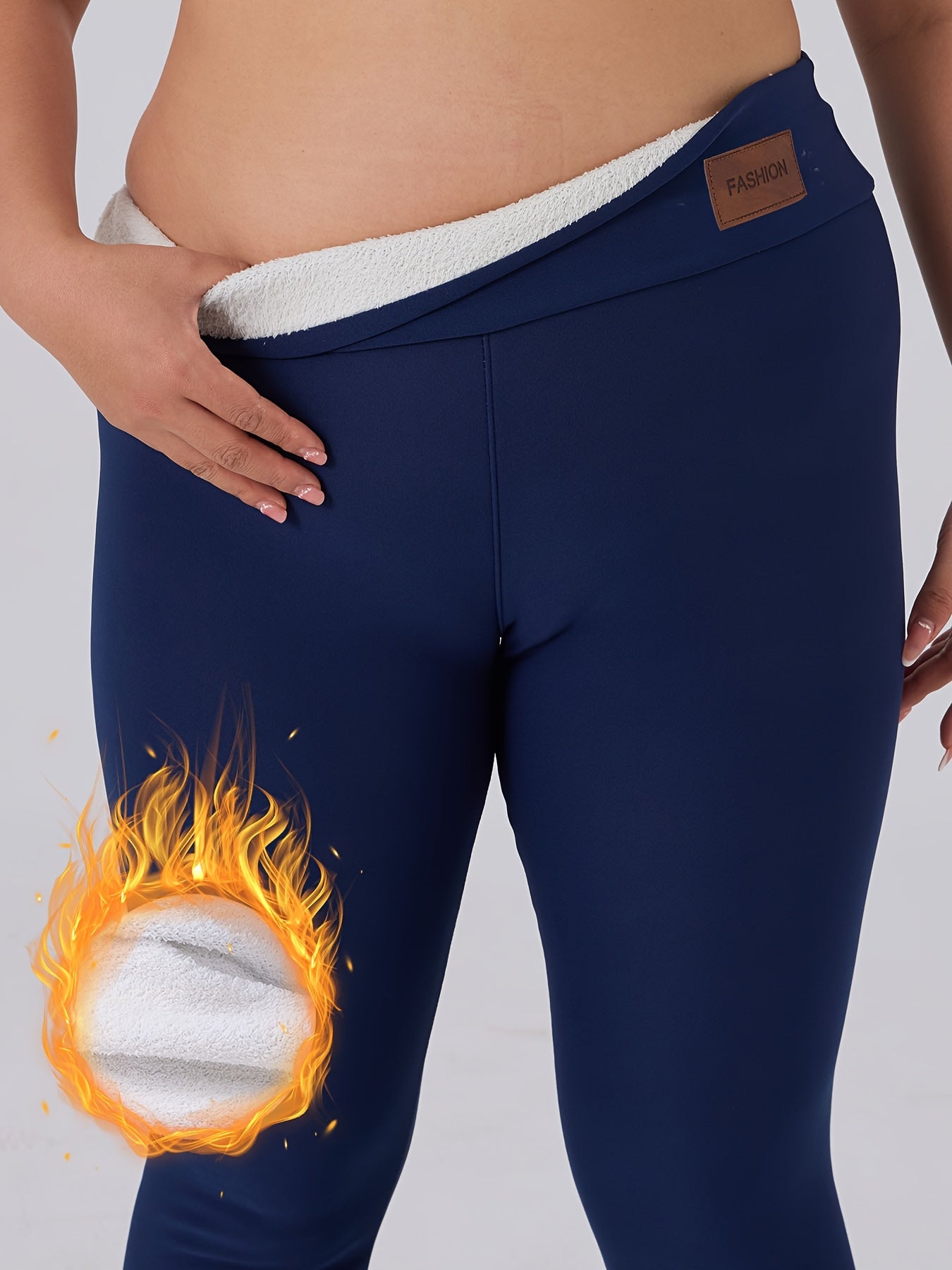 Plus Size Women's Thermal Fleece-Lined Leggings High-Waisted Winter Pants