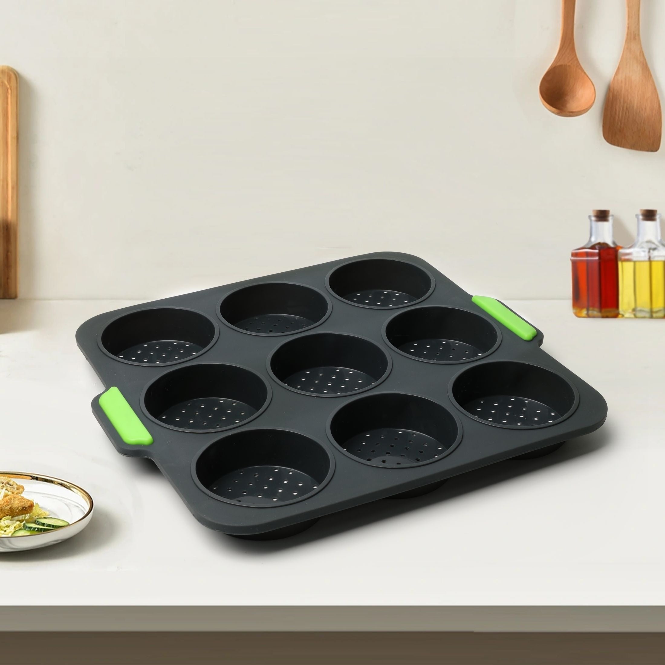 Non-Stick Silicone Cake Mold for Cupcakes Muffins 9 Cavities Heat-Resistant