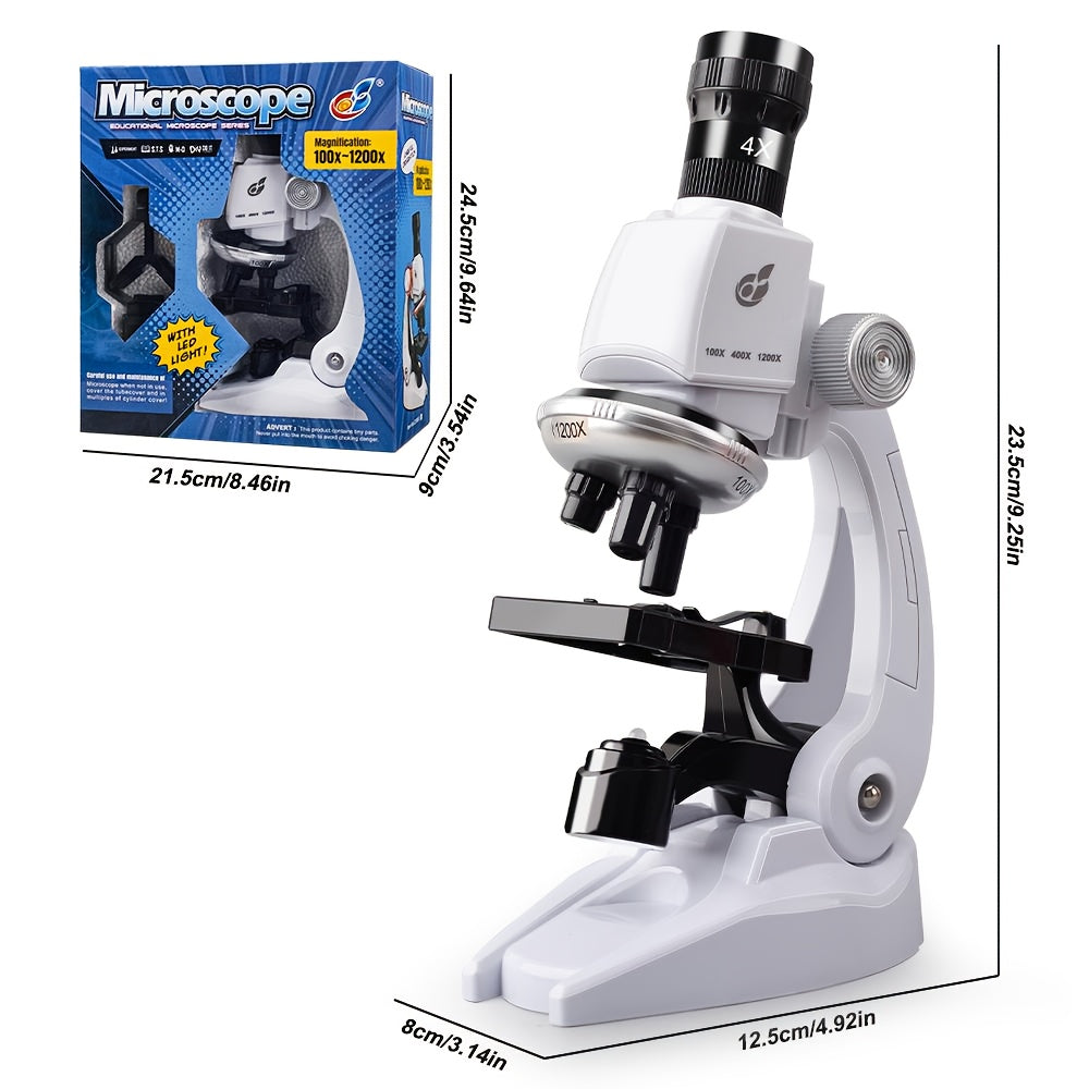 Educational Microscope for Teens 100x-1200x Portable Science Experiment Kit with LED Illumination