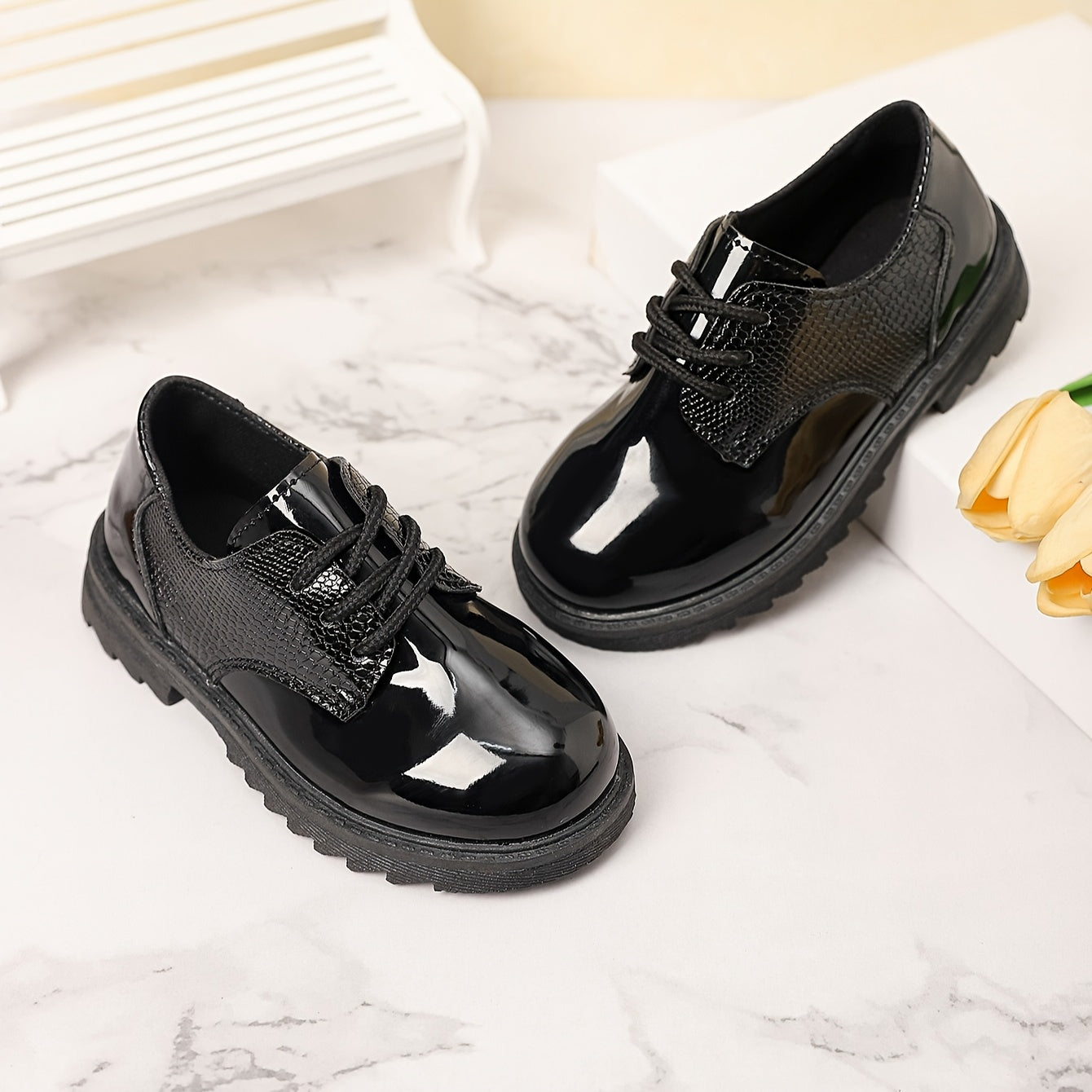 Kids Boys Flat Shoes All-Season Casual PU Low Top Lace Round Toe