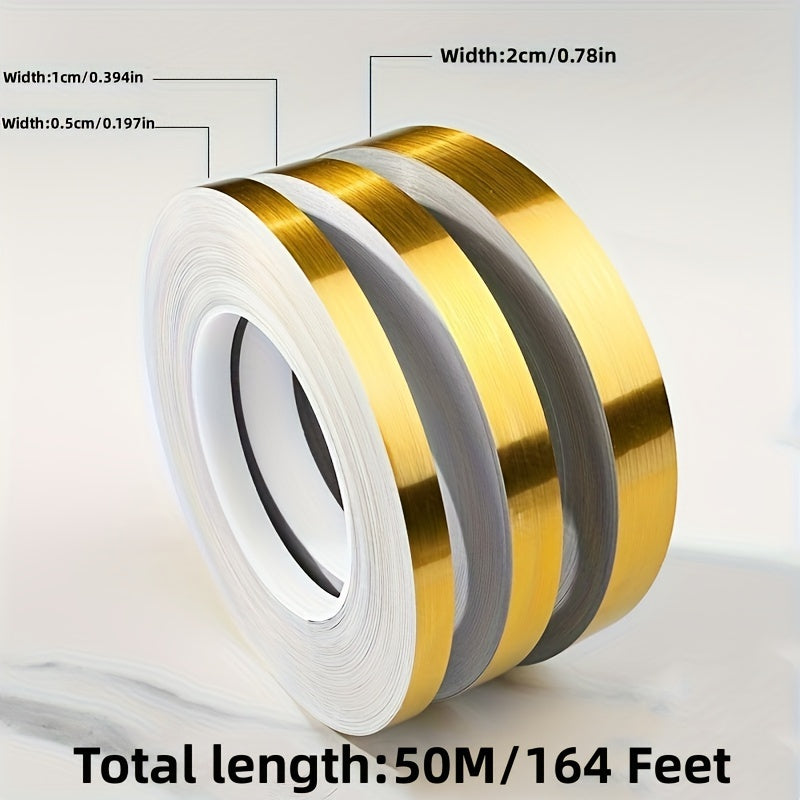 Waterproof Self-Adhesive Tile Sticker Tape for Wall and Floor Gap Sealing in Gold and Silver