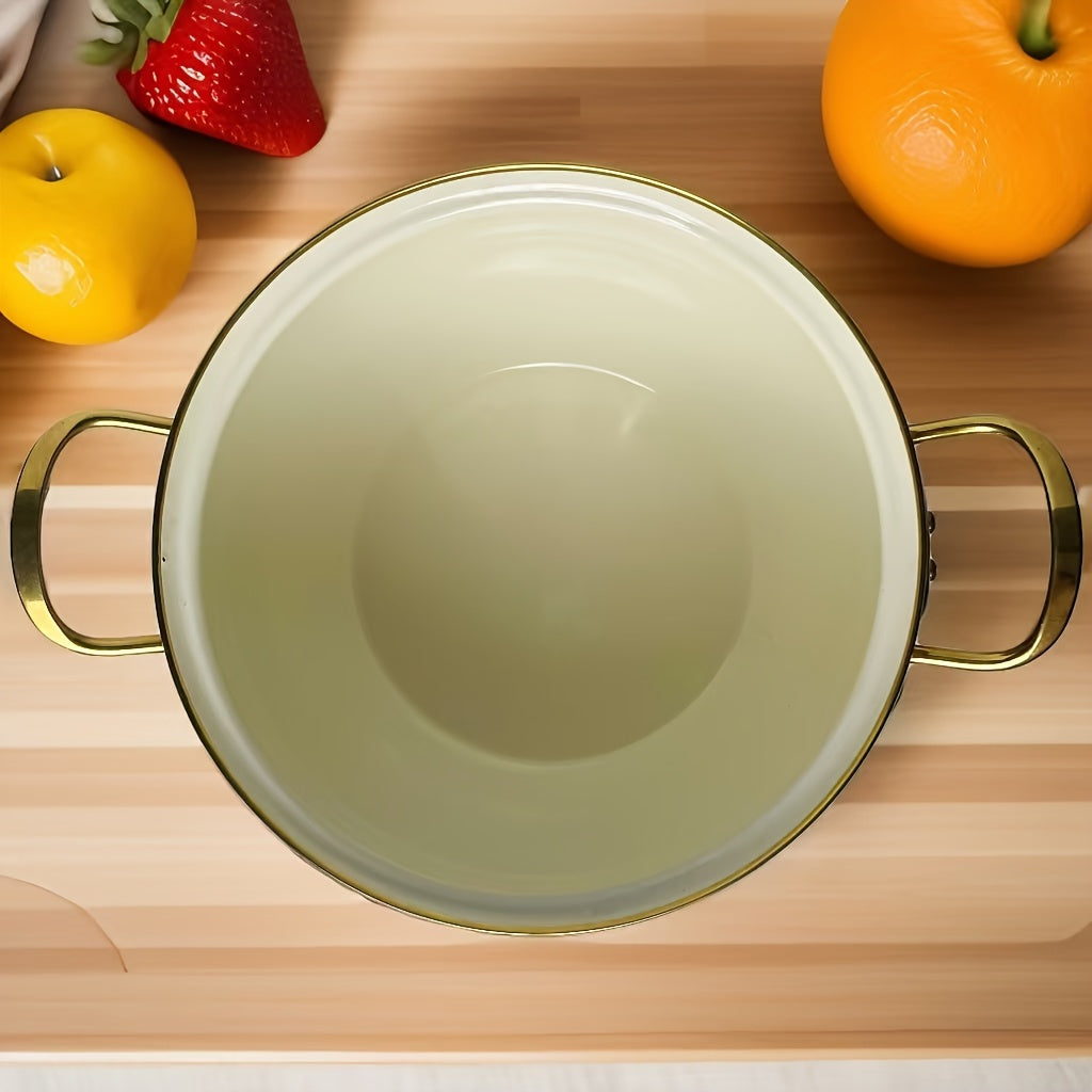 Enamel Double Handle Stew Pot 2.8L Floral Design Induction Gas Stove