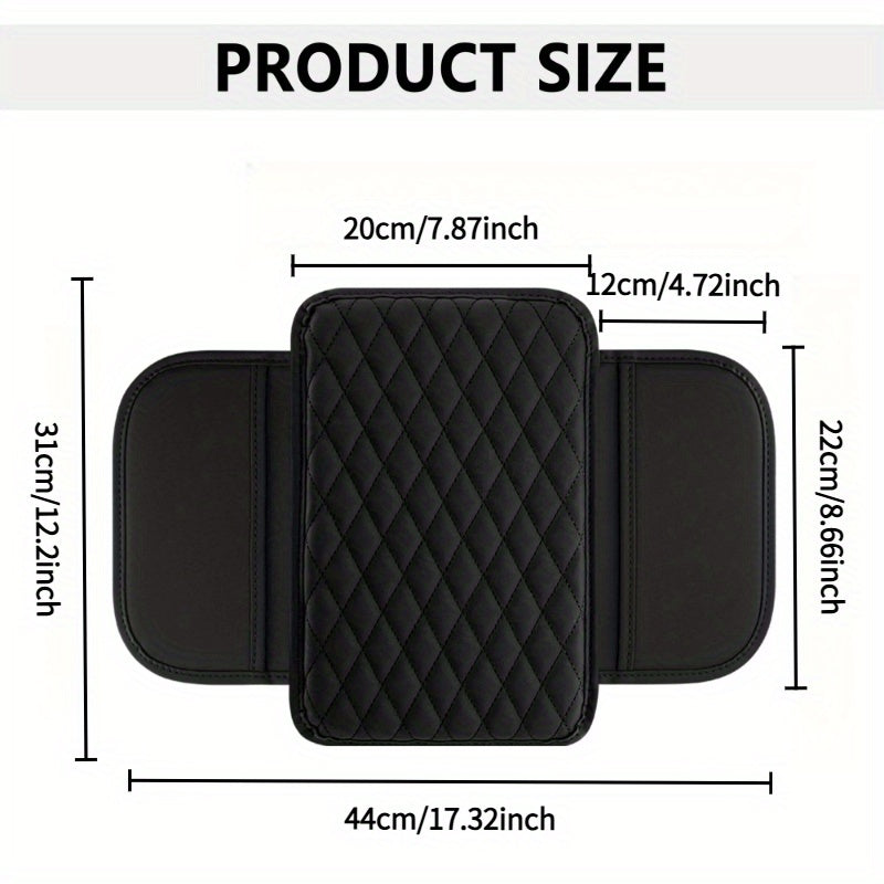 Car Armrest Cushion PU Leather with Storage Bags for Phones and Accessories