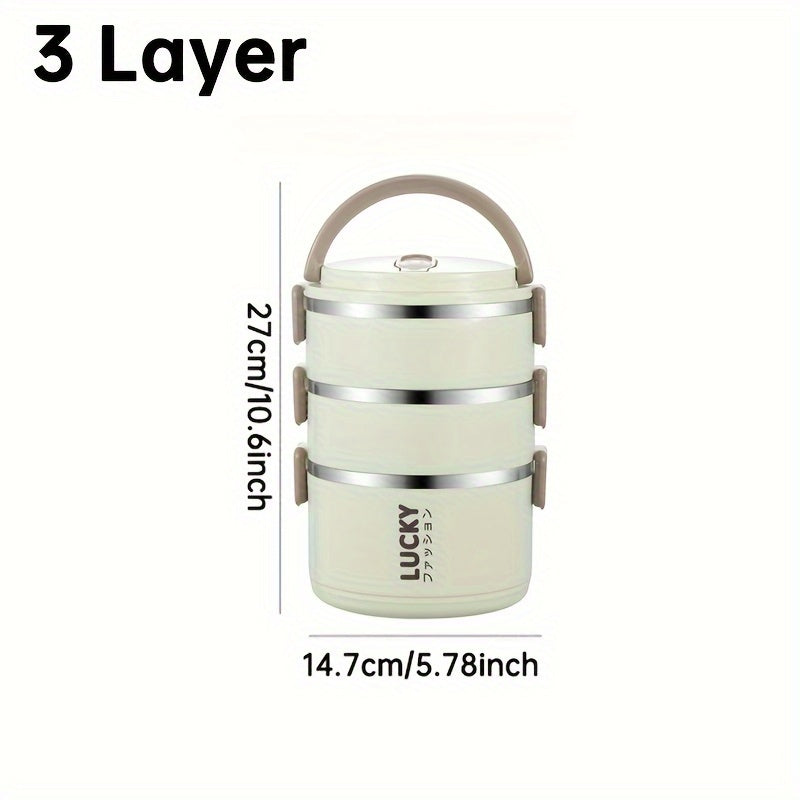 Insulated Stainless Steel Lunch Box with Lid and Handle Leak-Proof Thermal Food Container for School Office Camping