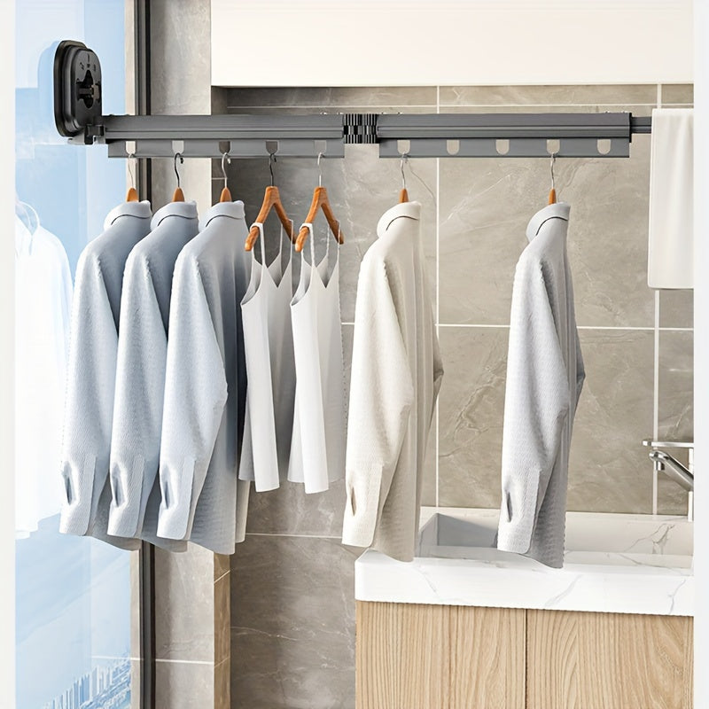 Expandable Metal Clothes Drying Rack with Suction Cups Foldable Wall-Mounted Laundry Hanger