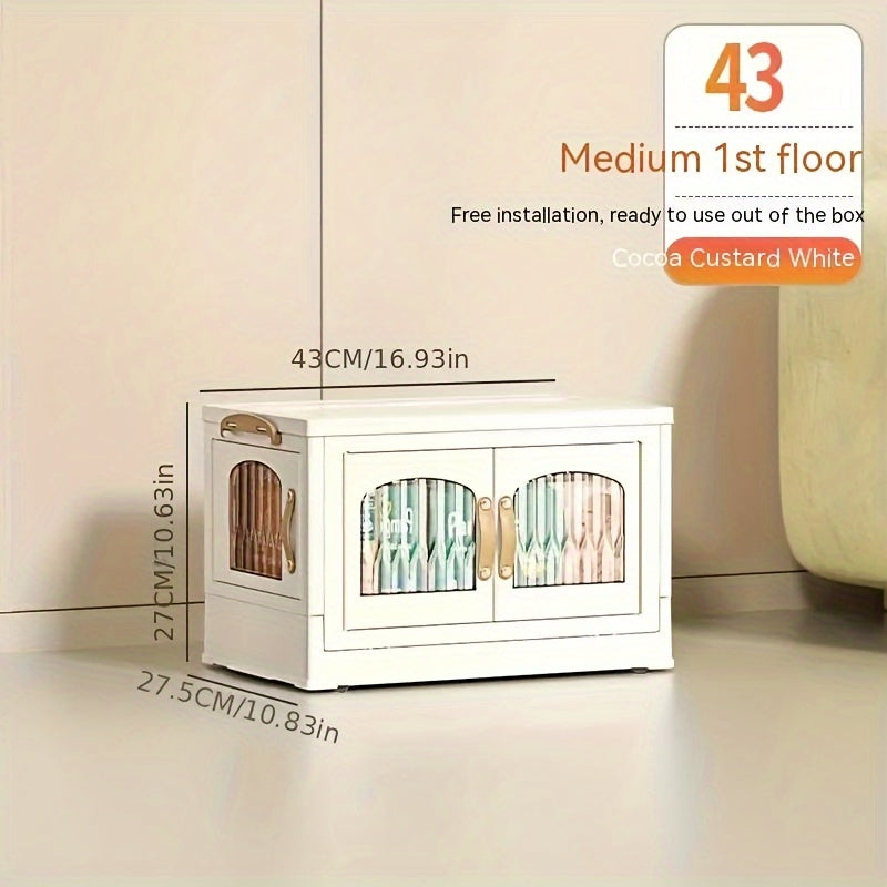 Kitoblar, kiyimlar, o'yinchoqlar, uy jihozlarini shkafda, kiyimlar shkafida, yotoqxona yoki ofisda tartibga solish uchun bitta plastik egiluvchan saqlash qutisi. O'rnatishni talab qilmaydi va ustma-ust joylashtirilishi mumkin.