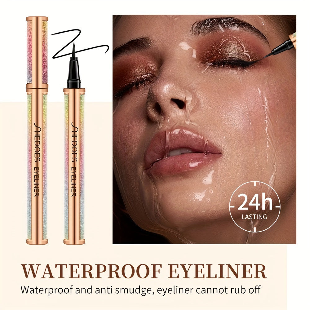 Delineador de ojos líquido negro para mujer, resistente a manchas, de larga duración, con punta de precisión