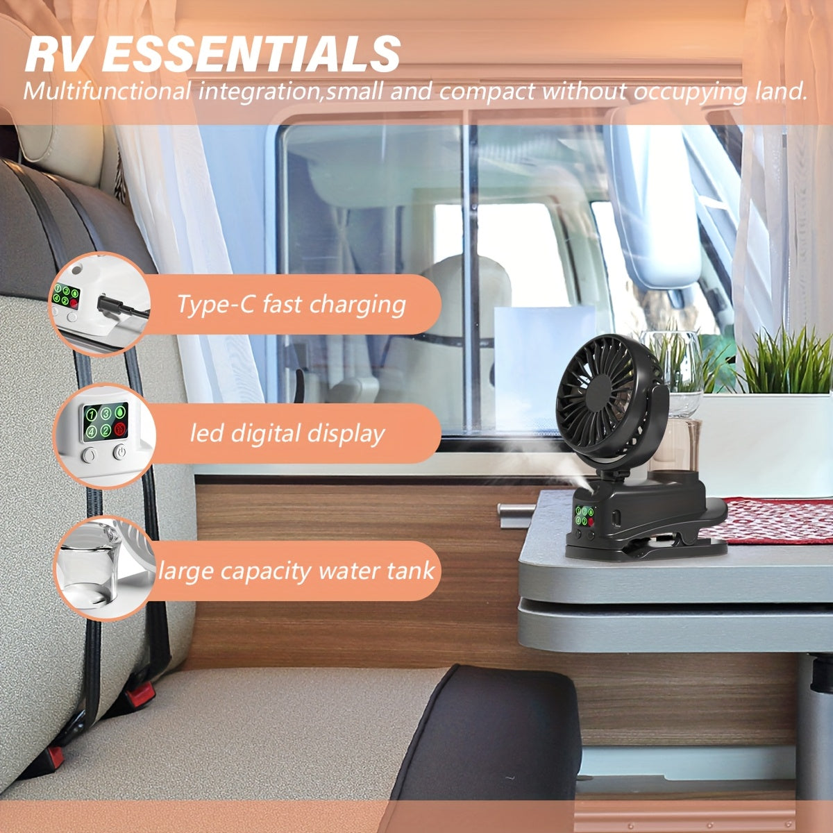 2-in-1 USB Fan and Humidifier Portable Desktop Fan with 4 Speeds and 2 Humidity Levels