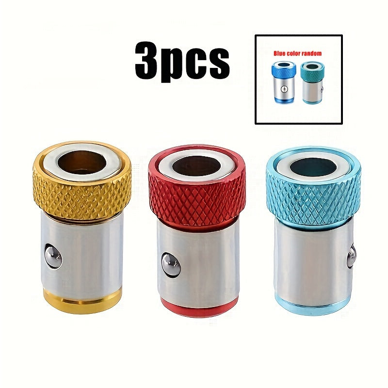 3-Piece Alloy Magnetic Screwdriver Bit Holder Set Scratch Resistant Strong Magnet Red Yellow Blue