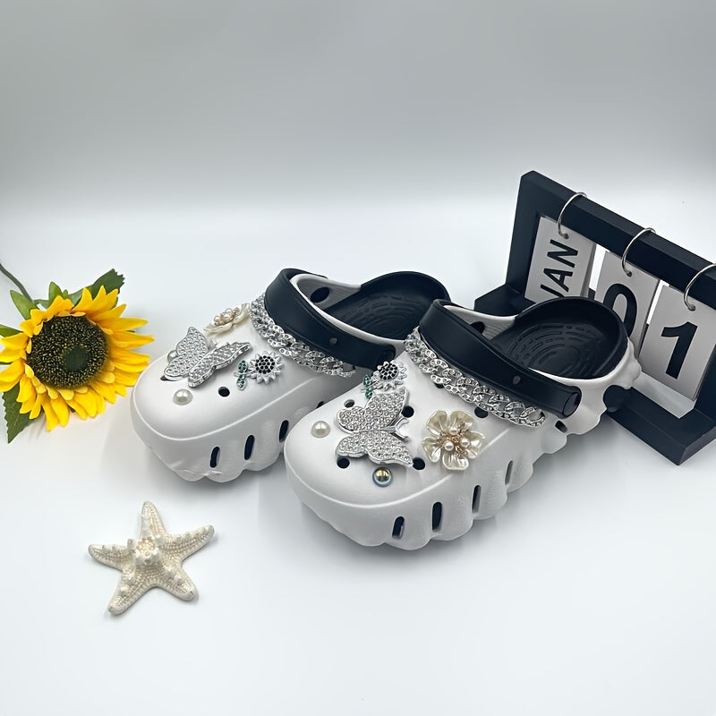 Women's Breathable EVA Sandals with Butterfly Chain Detail, Adjustable Straps