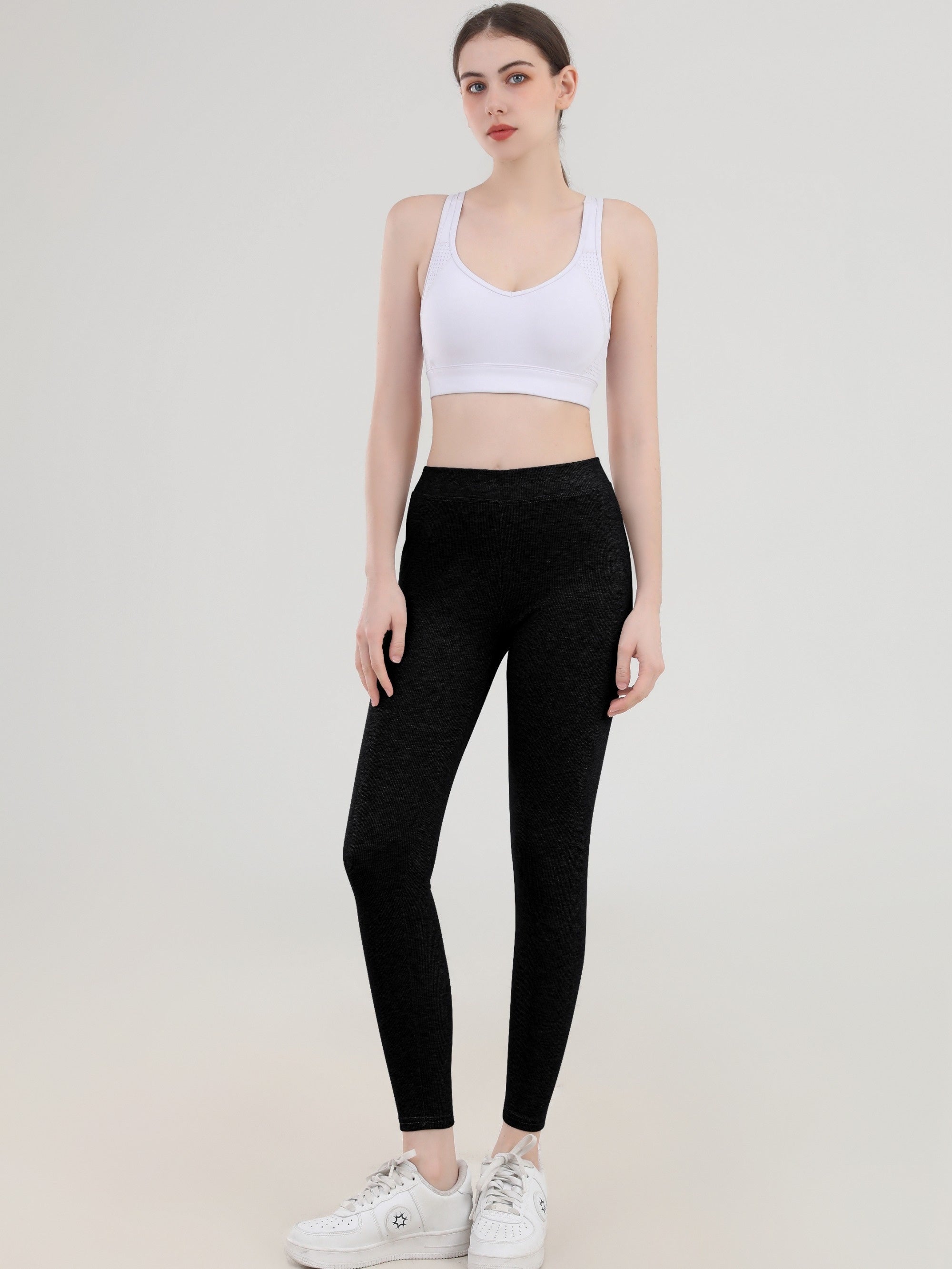 Autumn Winter High Waist Slimming Leggings Stretchy Warm Solid Color Jegging