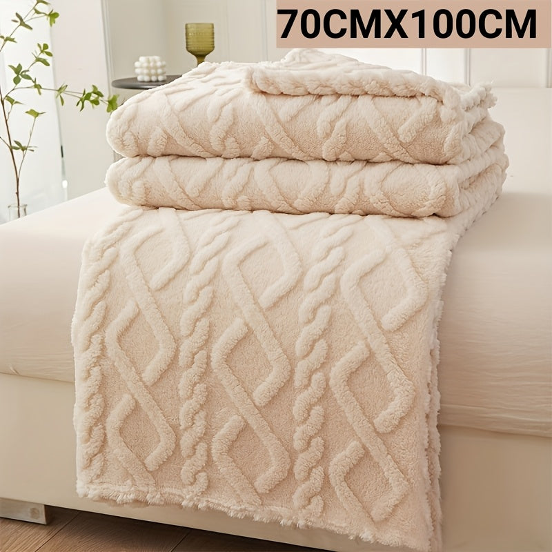 Lamb Fleece Blanket Soft Cozy Flannel Throw for Bed Couch Travel 100% Polyester