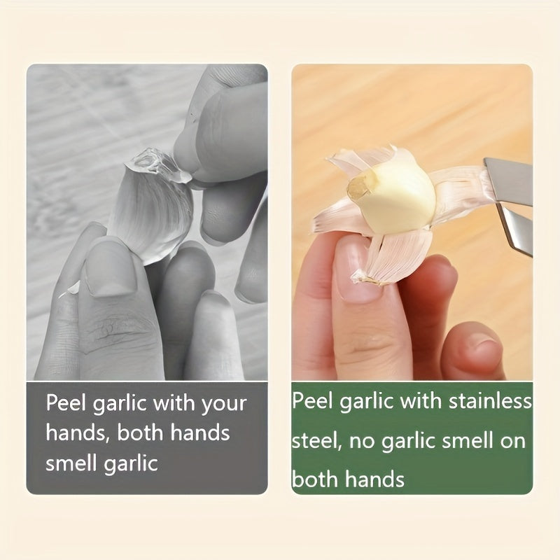 Pelador de ajo y removedor de espinas de pescado de acero inoxidable, herramienta de cocina sin batería