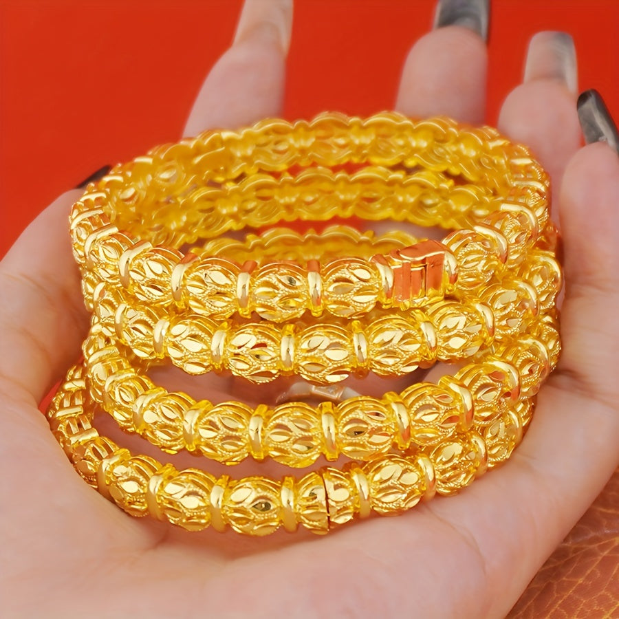 Women's Boho Copper Jewelry Set 4-Piece Luxury Bangle Bracelets for Weddings and Parties