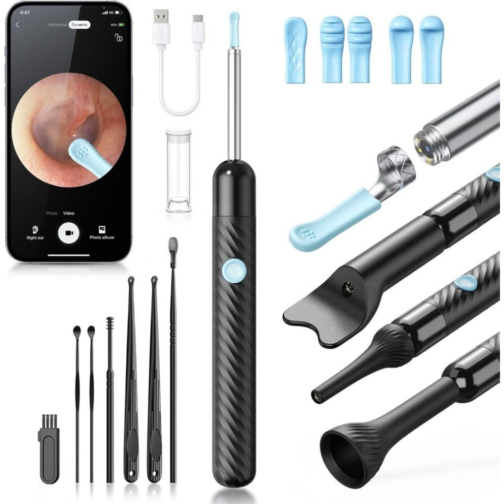 1080P HD Wireless Ear Wax Removal Kit with 6 Silicone Tips and 360° Panoramic View