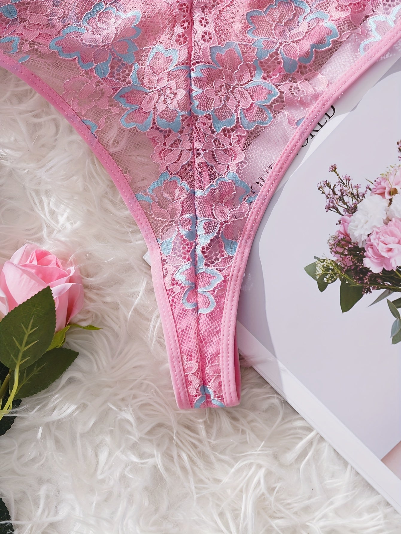 Women's Lace Bodysuit Solid Color Knit Fabric Contrast Lace Light Support Lingerie