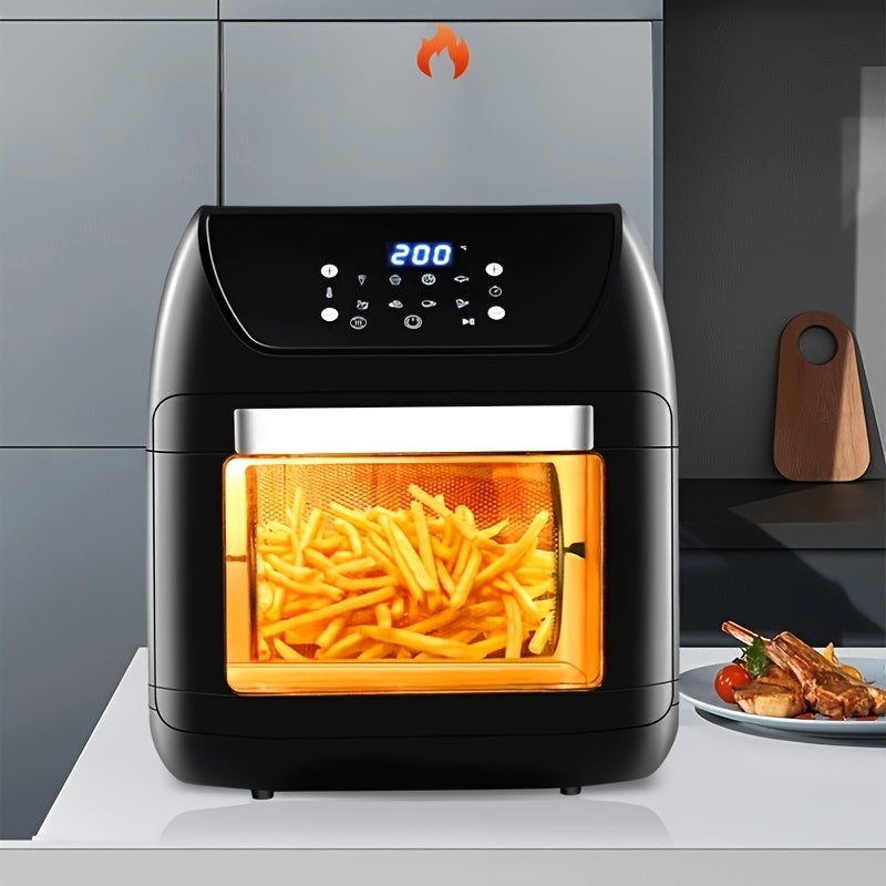 12L Air Fryer Oven with 3D Interior, 8 Menus, 2200W, Temp Control, Timer, Versatile for Family Cooking