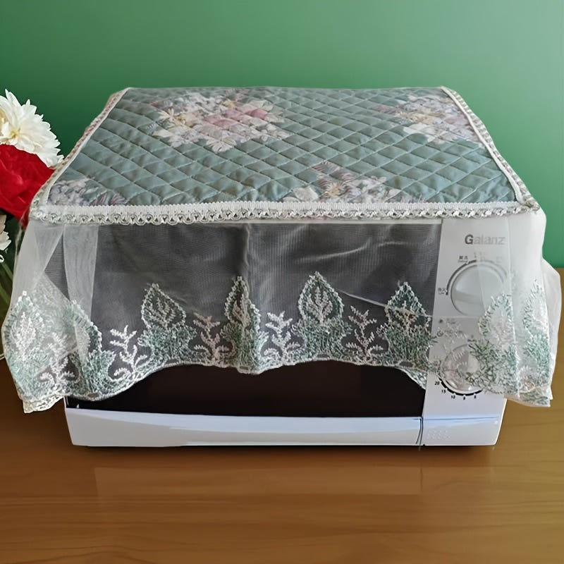 Европейская кружевная вышитая крышка для микроволновки с цветочным узором, зеленые листья, пылезащитная