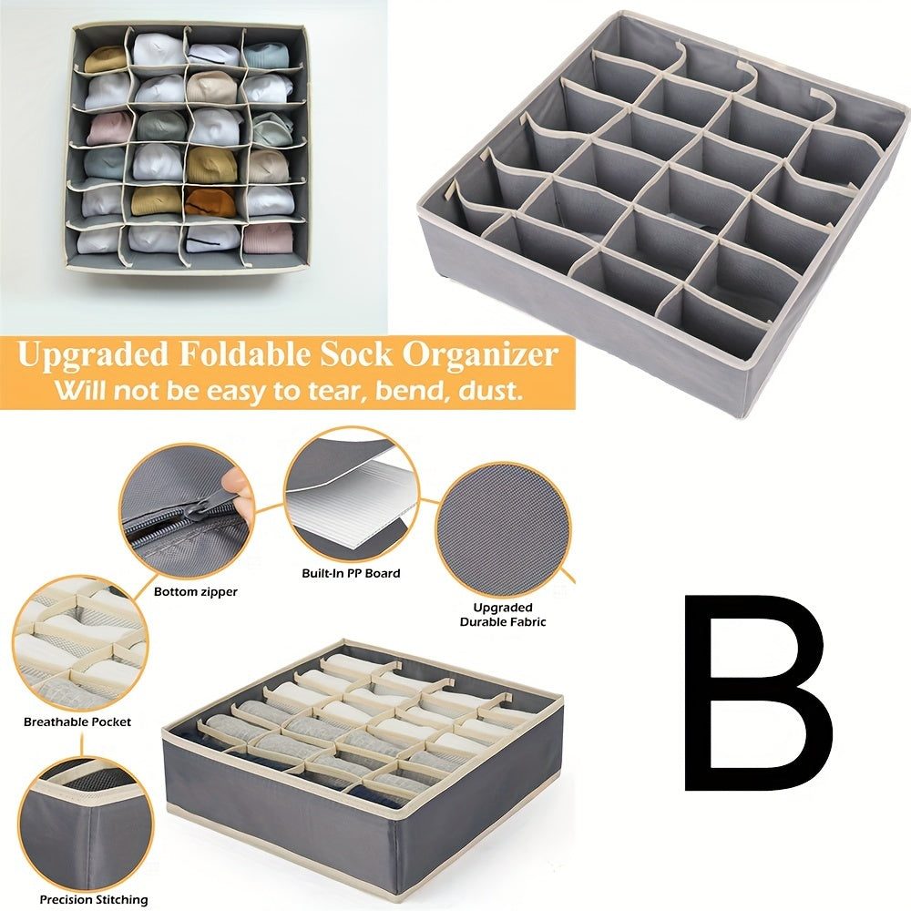 Foldable Fabric Storage Organizer Box with Dividers for Socks and Underwear