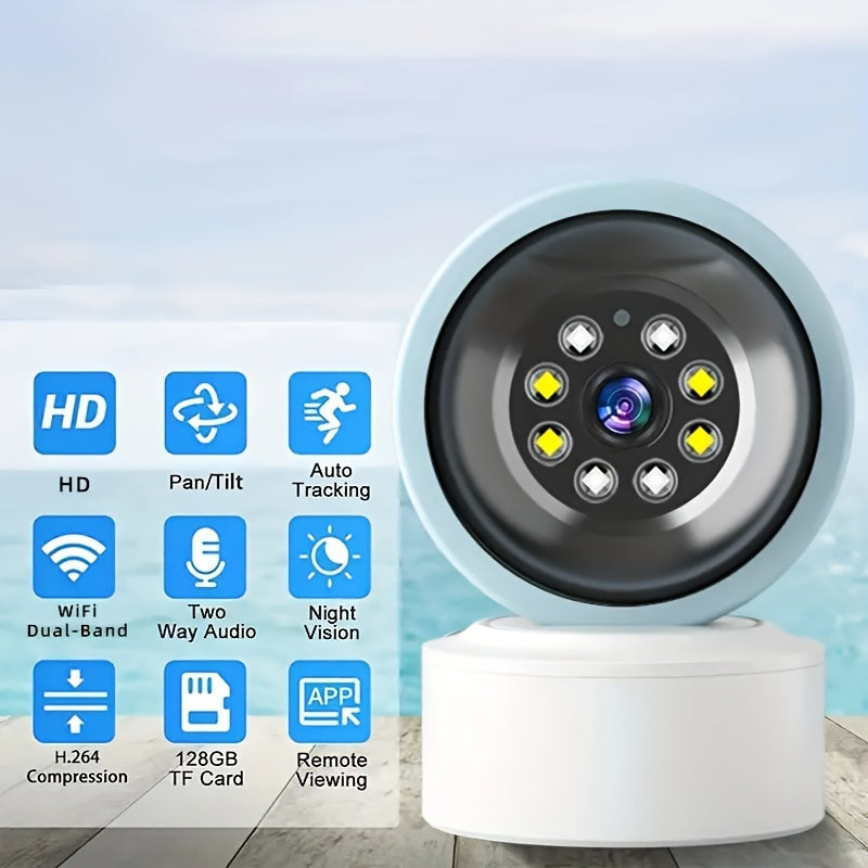 Teruhal Aqlli Uy Xavfsizlik Kamerasi 2.4GHz WiFi ulanishi, ilova orqali masofadan ko'rish, harakatni aniqlash va kuzatish, ikki tomonlama audio, USB quvvatlanishi, anomaliyalarni avtomatik aniqlash, dinamik inson tanasi ob'ektini tanish va uchun ideal.