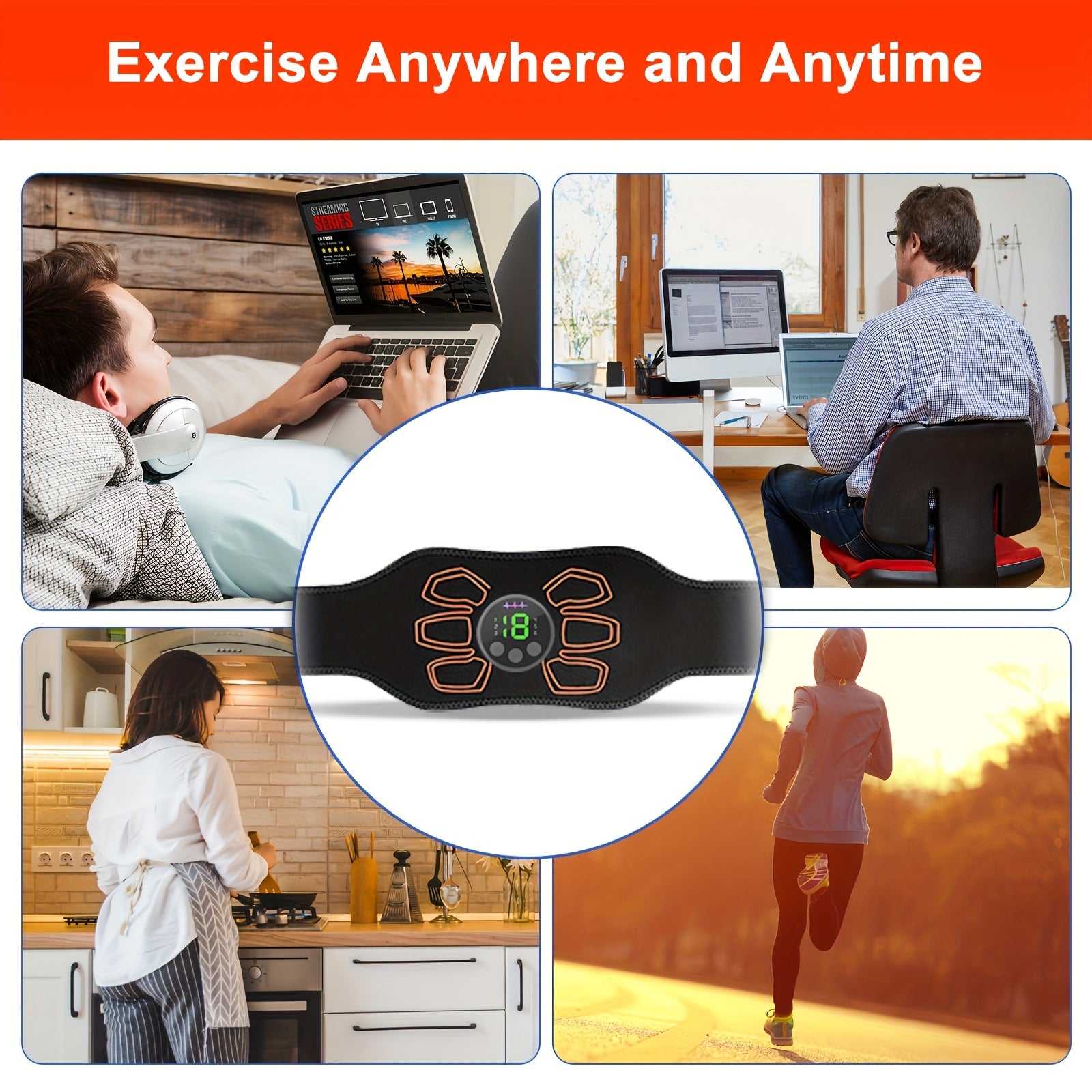 Portable Adjustable Massage Belt for Full Body Deep Tissue Therapy with 6 Modes and 19 Intensities