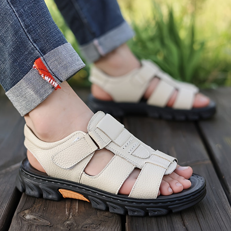 Men's Summer Casual Hiking Sandals Leather PU Comfortable Outdoor Footwear