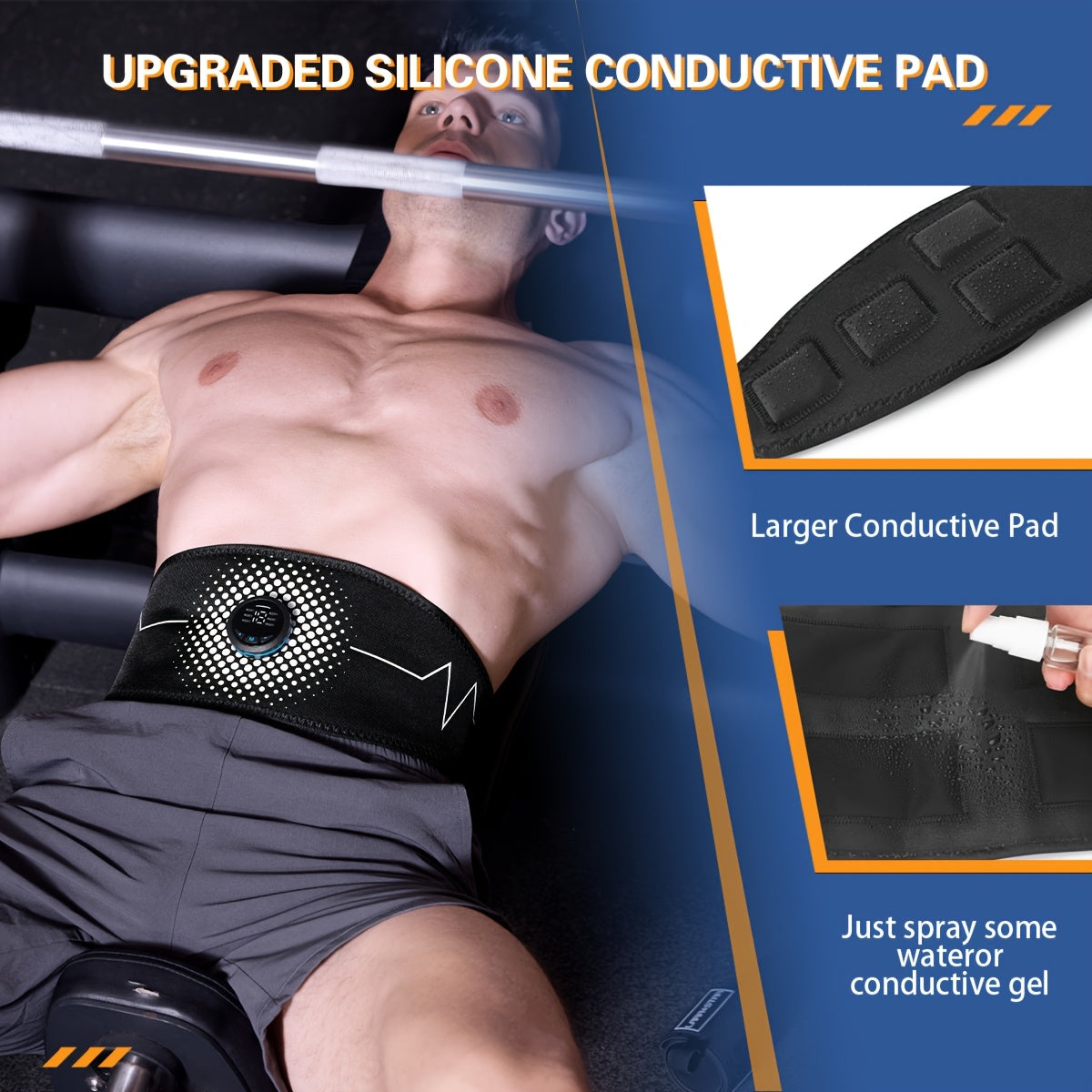 USB Charging Massage Belt for Abdomen and Muscle Stimulation with 6 Modes and 18 Intensities