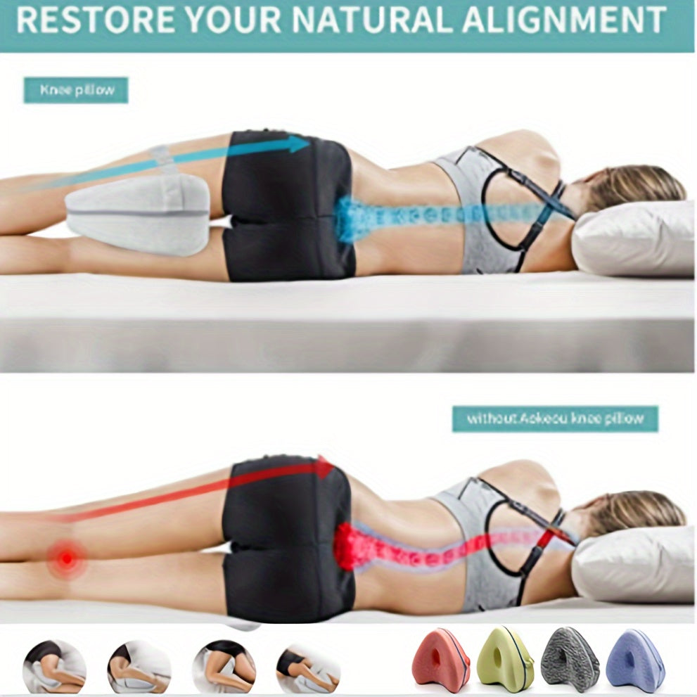 Memory Foam Lumbar Support Pillow for Side Sleepers Gray Non-Slip Contoured Toning