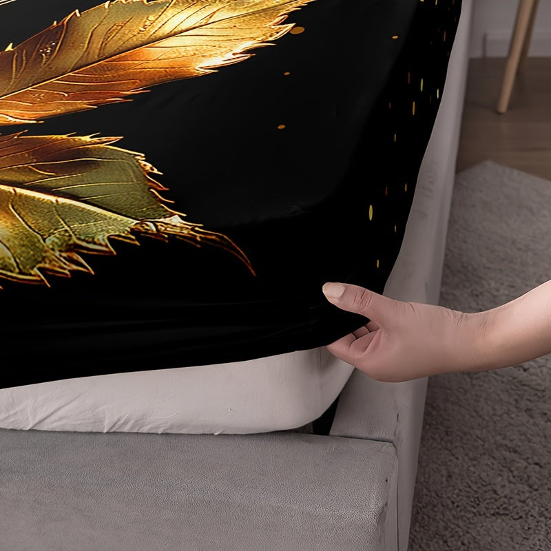 3-Donali Oltin Gul Rose O'simlikli Raqamli Chapa Yotoq Mavzusi Polyester, Ichiga O'rnatilgan Yostiq va Yostiqchalari bilan