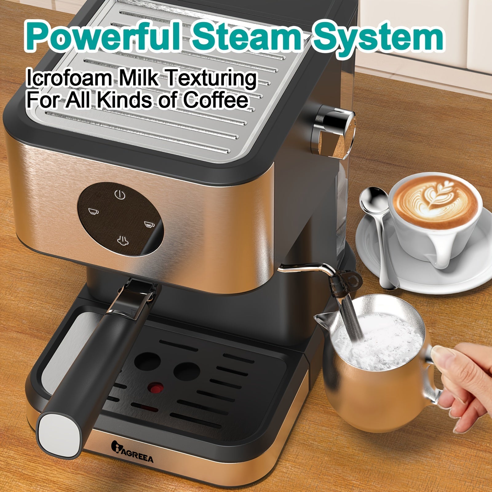 Italian Espresso Machine 20Bar 1.5L Digital Touch Screen Stainless Steel Home Office