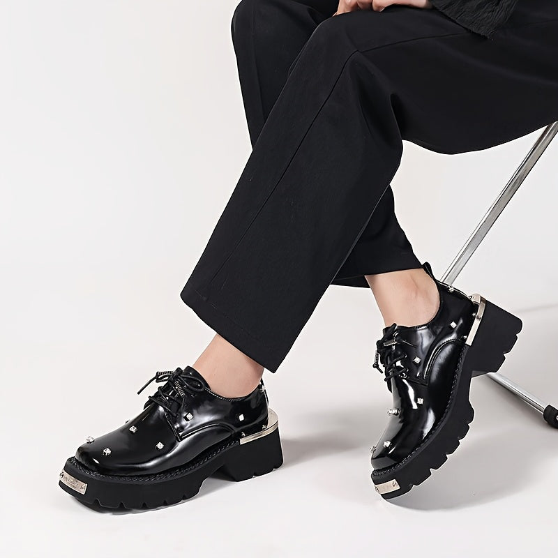 Women's Punk Platform Loafers Synthetic Cover Chunky Rubber Sole