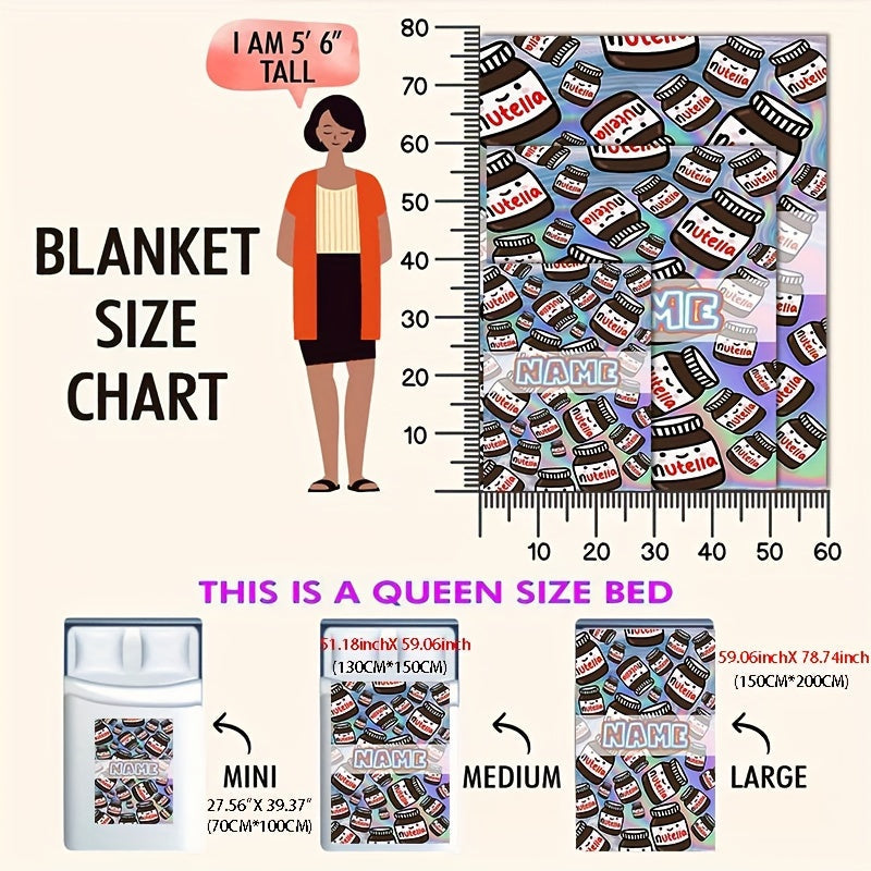 Manta de felpa personalizada con diseño inspirado en Nutella, acogedora, para todas las estaciones, tejido de punto, para cama, sofá y viajes