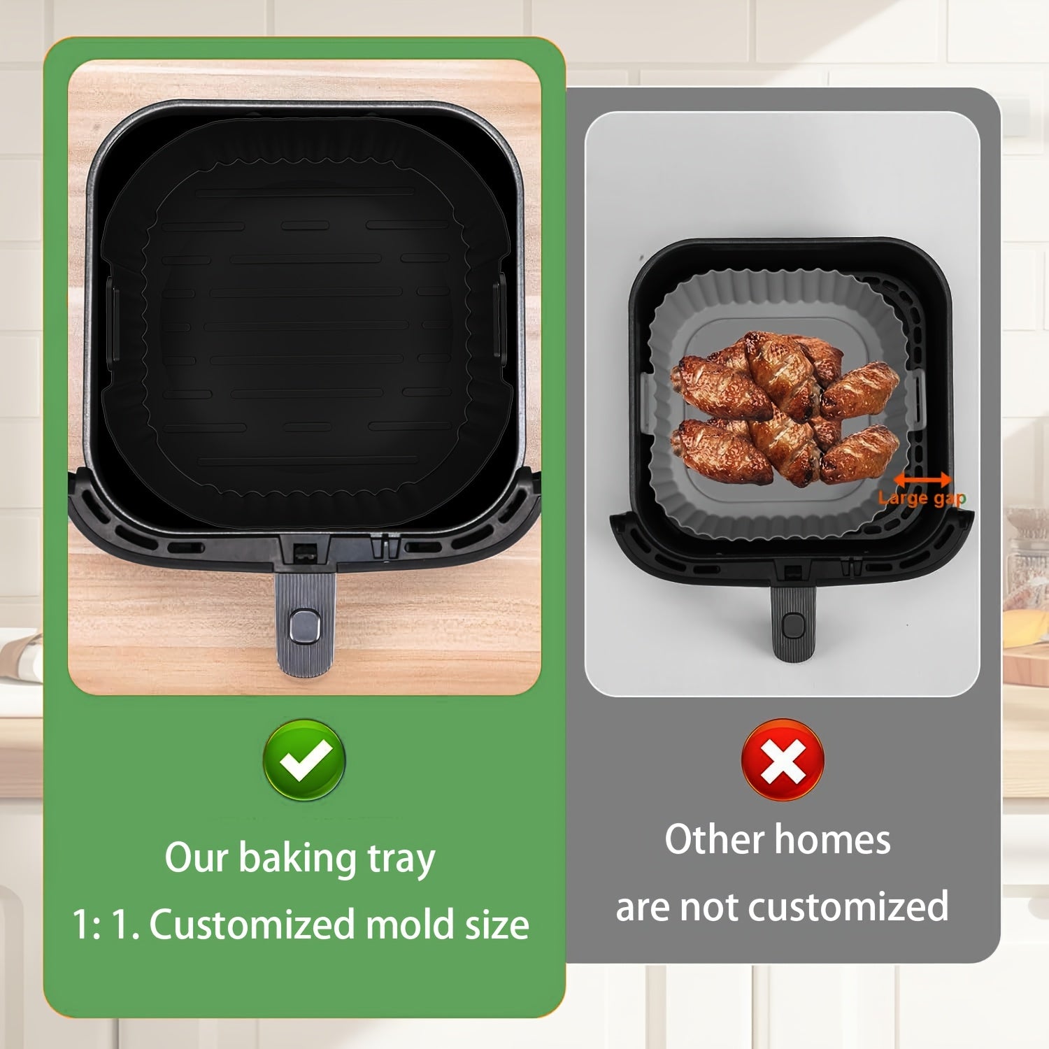 Black Silicone Baking Tray for Air Fryer Oven Microwave Non-Stick Food Grade