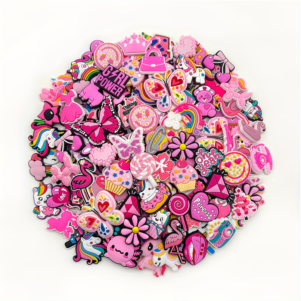 Pink Cartoon Shoe Charms for Girls PVC Animal Heart Shoe Accessories