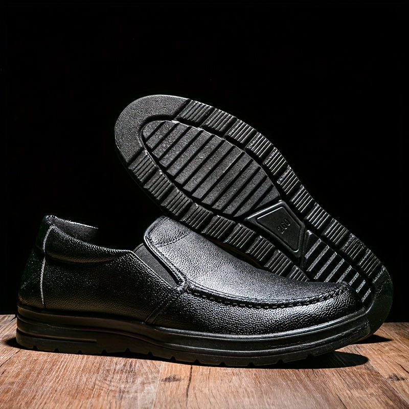 Men's Black Slip-On Loafers Business Casual Dress Shoes All-Season Comfortable Office Formal