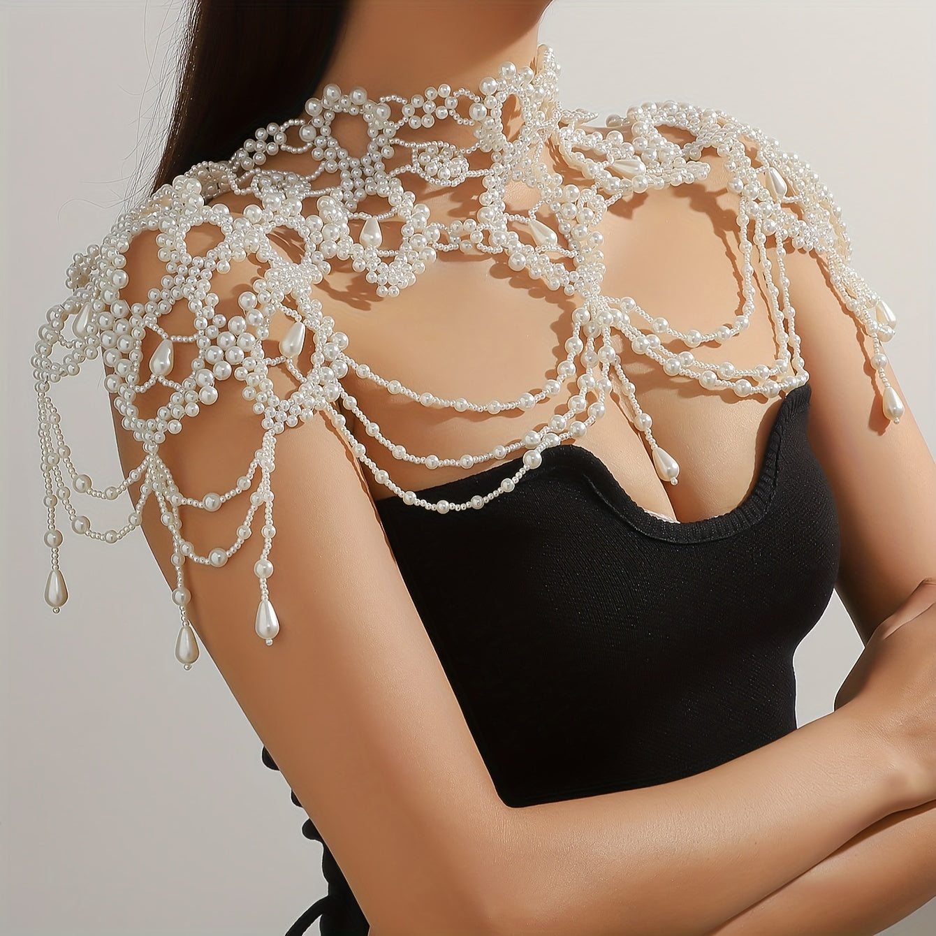 White Faux Pearl Body Chain for Weddings and Parties
