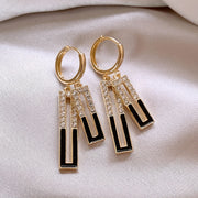 Women's Red Geometric Square Earrings with Gold-Tone Bars 2-Pack