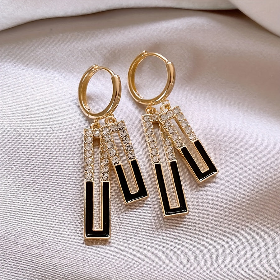 Women's Red Geometric Square Earrings with Gold-Tone Bars 2-Pack