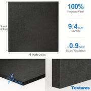 12pcs Acoustic Foam Panels 22.86cm Square Self-Adhesive Soundproof Tiles for Home Office Studio