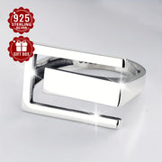 Sterling Silver Adjustable Geometric Open Ring for Daily Wear