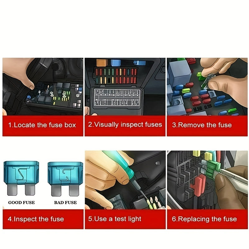 120PCS Assorted Mini Blade Fuses Set Aluminum Car Fuse Kit with Storage Box