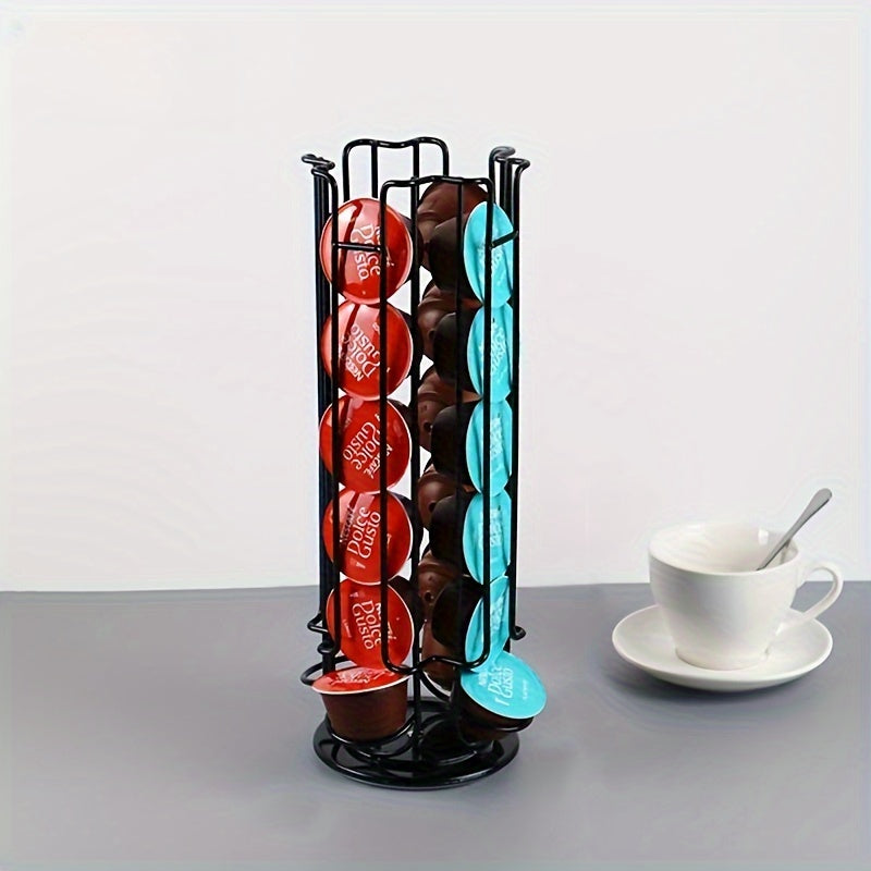 Coffee Capsule Storage Carousel Organizer Black Kitchen Counter Stand