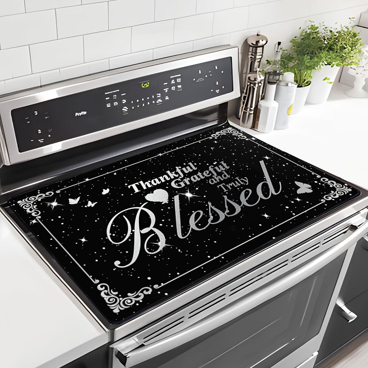 Extra Large 28.5x20.5 Inch Anti-Slip Glass Stove Top Cover Protects Electric Cooktops