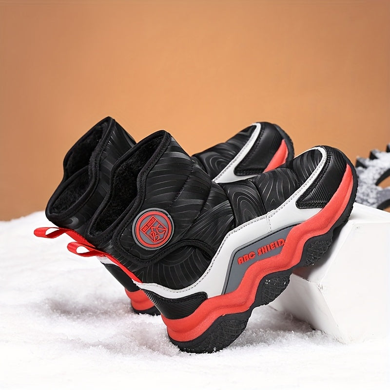 Kids Snow Boots Winter High-Top Non-Slip Fleece Lining Casual Shoes for Boys and Girls