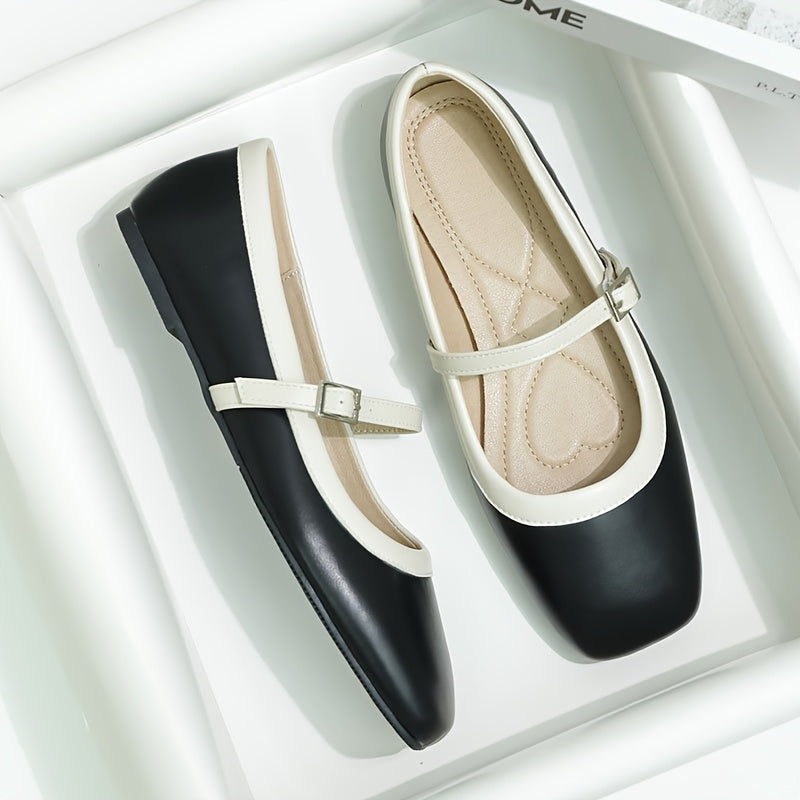 Women's Mary Jane Flats Synthetic Upper Square Toe All-Season