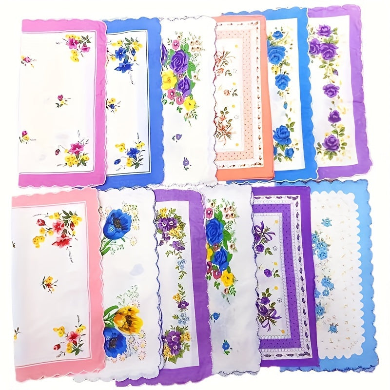 Set of 10 Floral Handkerchiefs for Men Small Pocket Square Gift