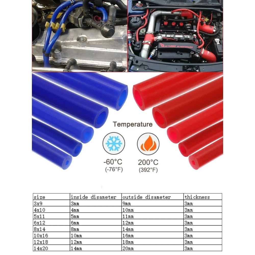 Universal Silicone Vacuum Hose 3/5/4/6/8/10/12/14mm Blue 1m
